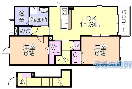 パストラーレ II(2LDK/2階)の間取り写真