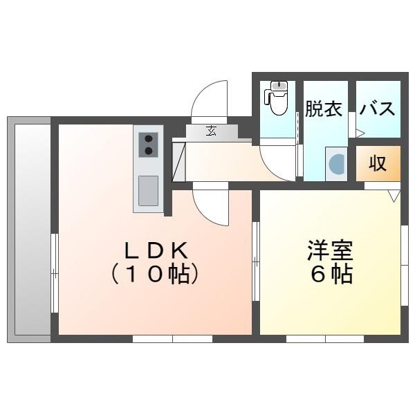 プルーデンスII(1LDK/1階)の間取り写真