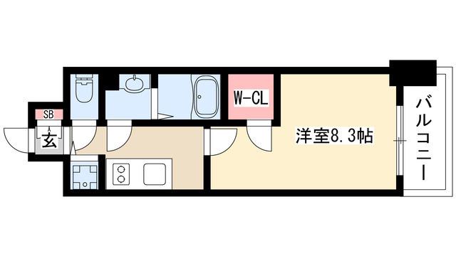 プレサンス栄ライズ(1K/9階)の間取り写真