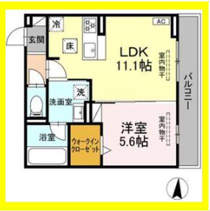 D CREST 若松町(1LDK/1階)の間取り写真