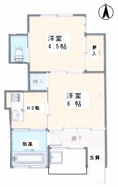 森初アパート(2K/1階)の間取り写真