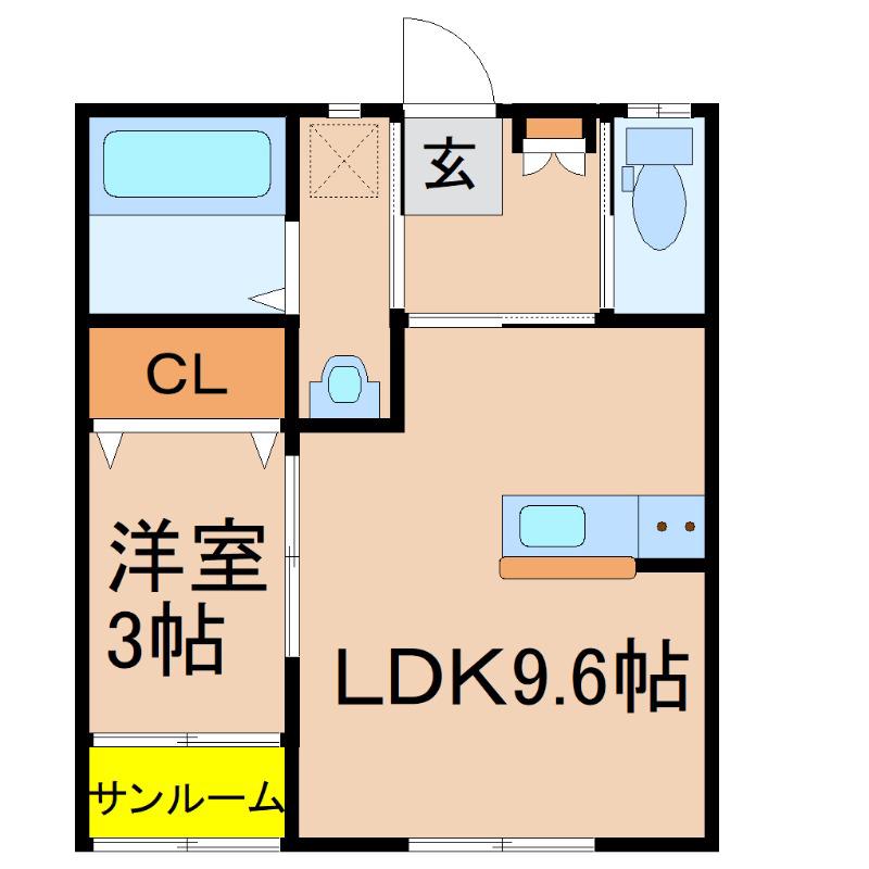 クレストガーデン(1LDK/2階)の間取り写真
