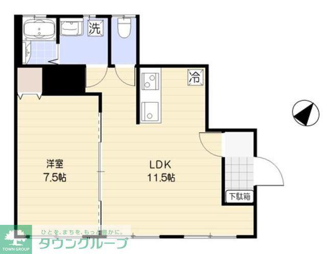 CINQ SHIROKANETAKANAWA(1LDK/1階)の間取り写真