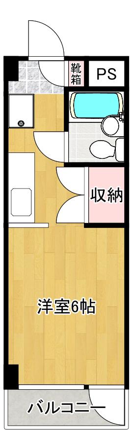コスモパレス富士見(ワンルーム/2階)の間取り写真