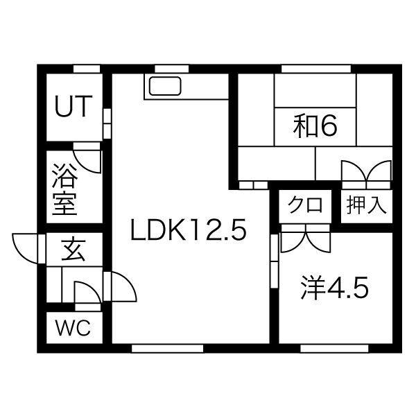 コーポ土田B(2LDK/1階)の間取り写真