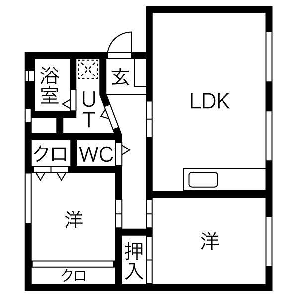 レダン白河(2LDK/2階)の間取り写真