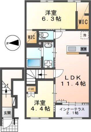 ユニバース(2LDK/2階)の間取り写真