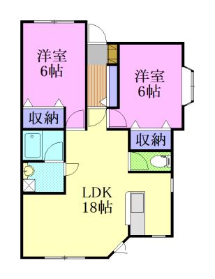ベイリーフD棟(2LDK/1階)の間取り写真
