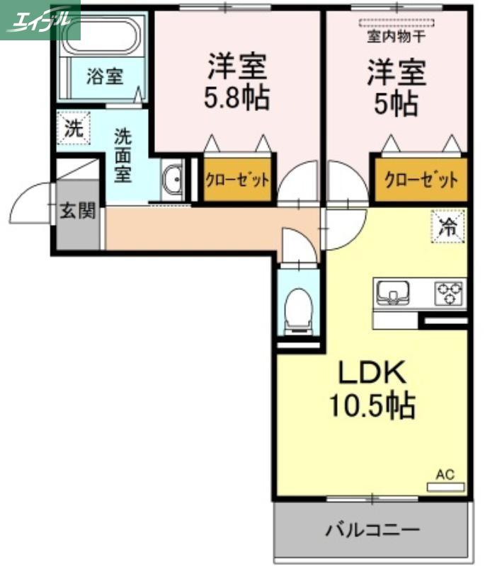 メゾンOTC(2LDK/3階)の間取り写真
