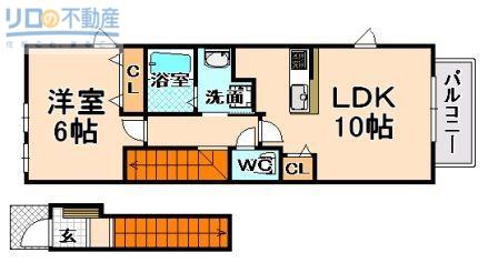 メイプルレジデンス(1LDK/2階)の間取り写真