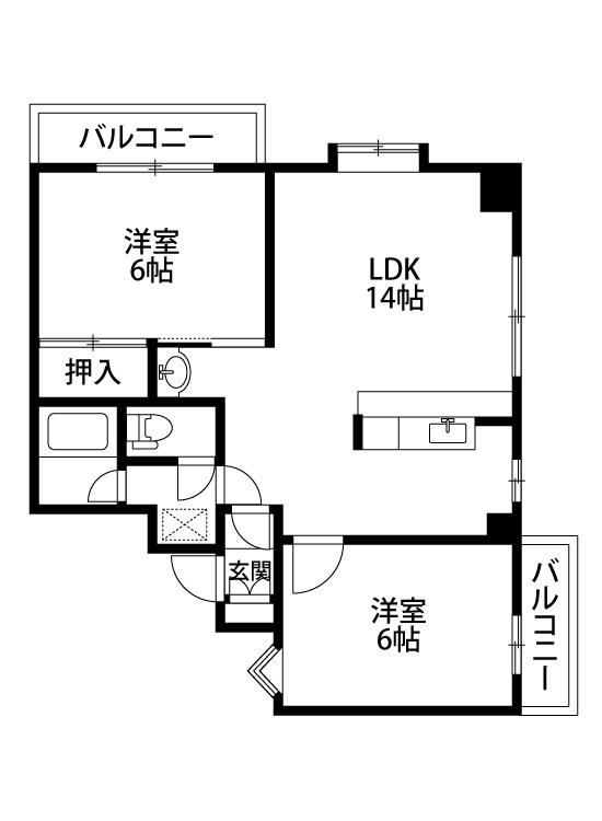 リバティープラザ東大通(2LDK/7階)の間取り写真