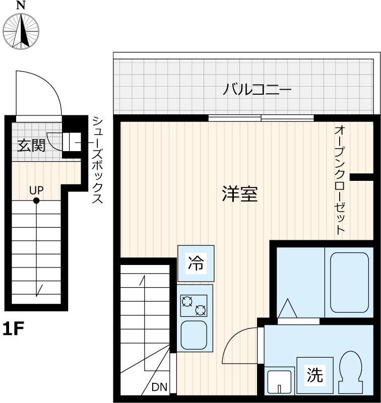 新緑とすみれのフィオーレ(ワンルーム/2階)の間取り写真