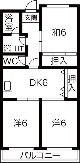 リプルイワツキ(3DK/2階)の間取り写真