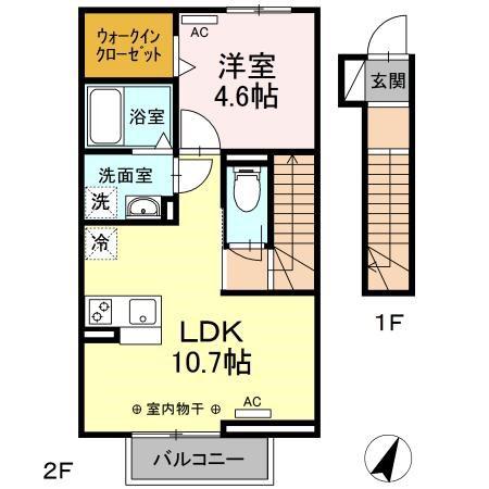 D-HILLS三方原(1LDK/2階)の間取り写真