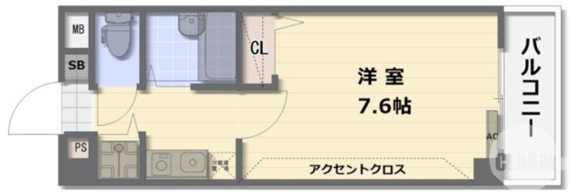 ヴィーブル三国ヶ丘(1K/4階)の間取り写真