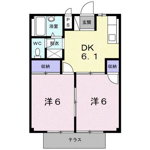 メゾンカリーノ(2DK/1階)の間取り写真