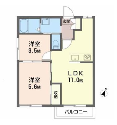 キャッスルバレーA(2LDK/2階)の間取り写真