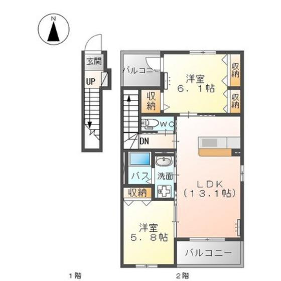 LE・YUZU(2LDK/2階)の間取り写真
