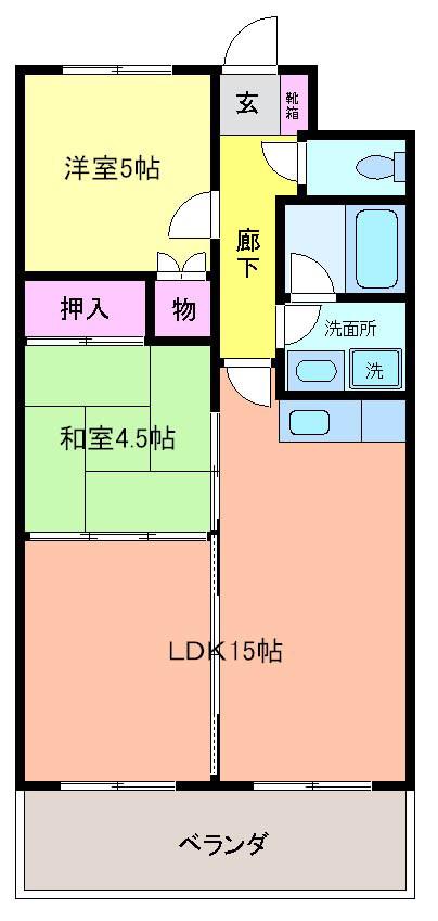グレースヴィラ(2LDK/2階)の間取り写真