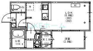 KEIAI RESIDENCE 北習志野III(1LDK/2階)の間取り写真