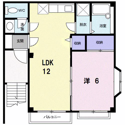 SUN M(1LDK/2階)の間取り写真