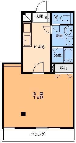 スカイハイツW(1K/2階)の間取り写真