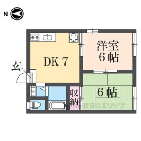 近江ハイツ(2DK/2階)の間取り写真