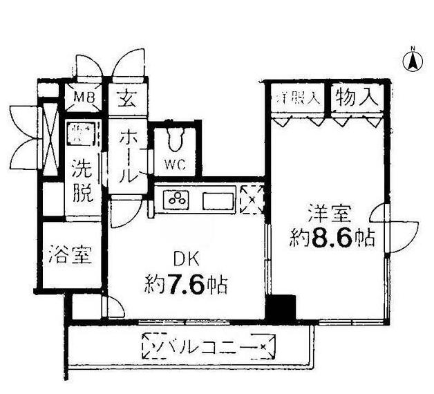 サザンコート早稲田(1DK/4階)の間取り写真