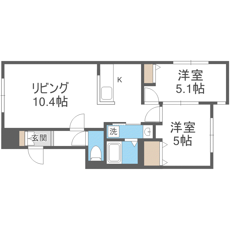 NRJニシオカ(2LDK/1階)の間取り写真