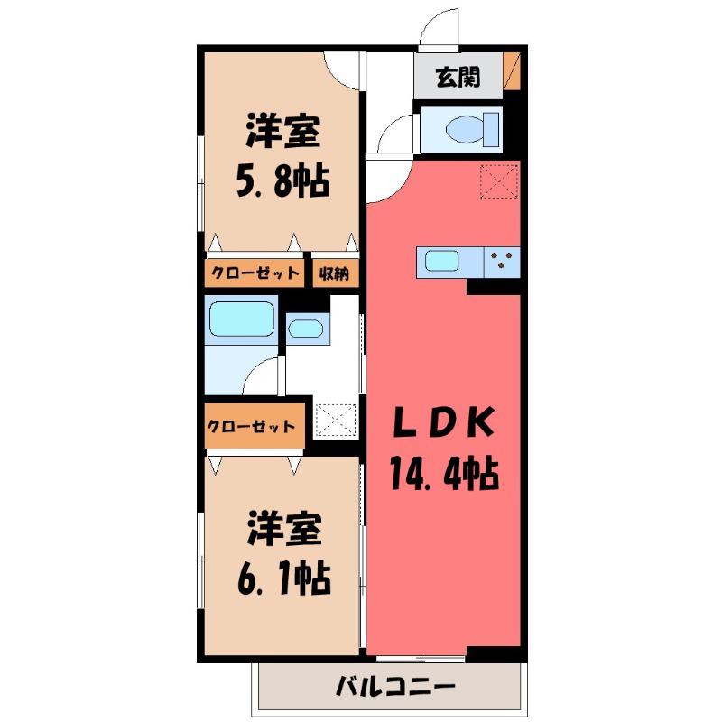 D-ROOM江木(2LDK/2階)の間取り写真