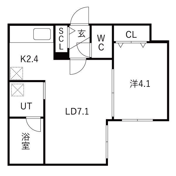 シティプレミア新道東 北32条東17丁目MS(1LDK/1階)の間取り写真