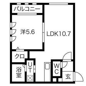 ノイエヴェルト南円山(1LDK/4階)の間取り写真