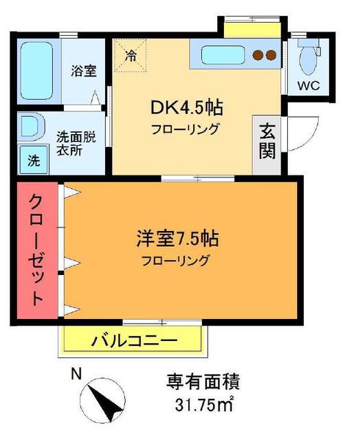 マイルーム藤IV(1K/2階)の間取り写真