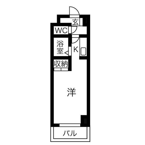 ビバリーヒルズ(1K/3階)の間取り写真