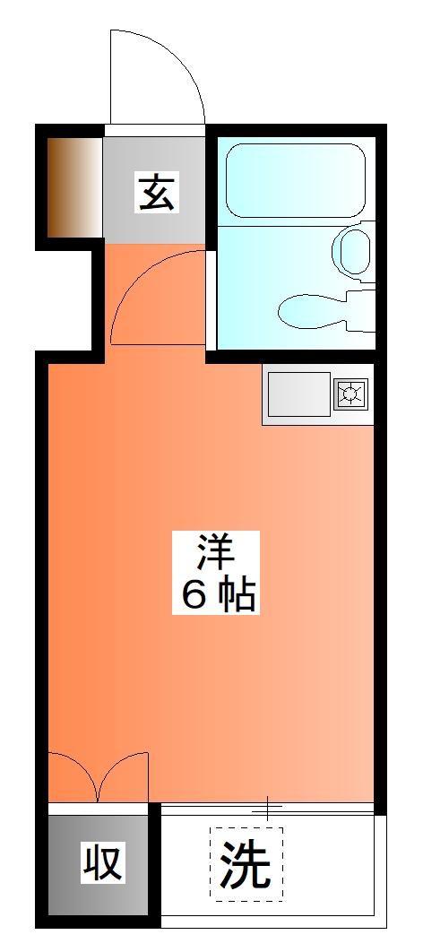 アマリンハイツ(ワンルーム/2階)の間取り写真