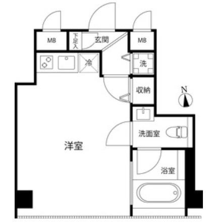 フレッグ西麻布ヴェルジュ(ワンルーム/1階)の間取り写真