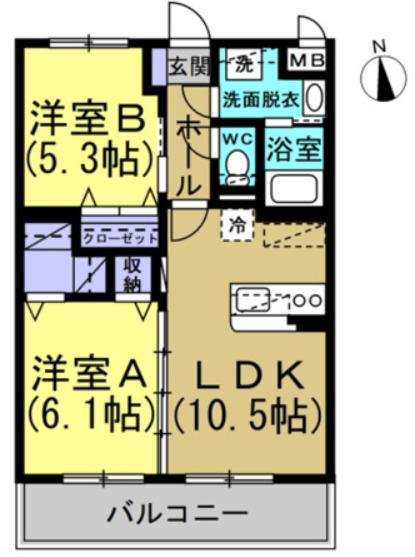 エスティヒルズ(2LDK/3階)の間取り写真
