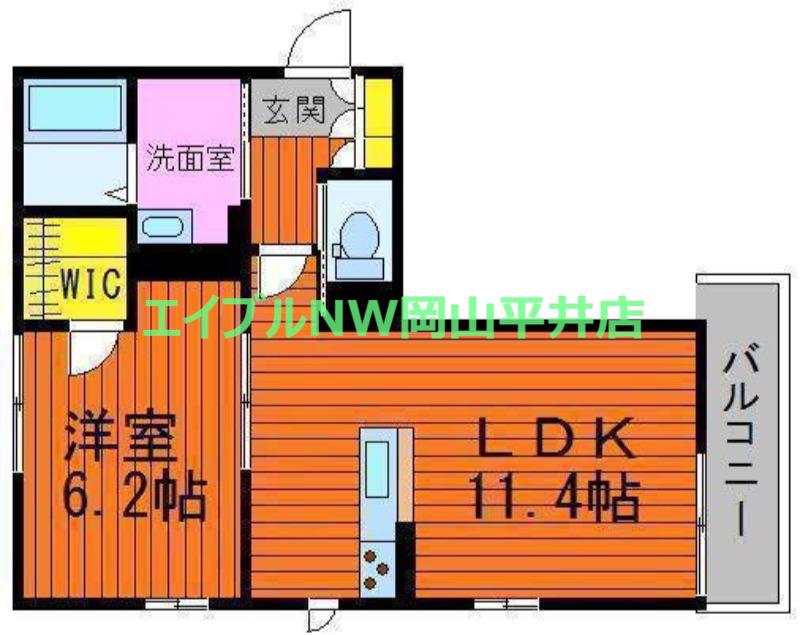 カリーノテラス(1LDK/2階)の間取り写真