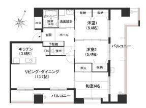 クラシオン地行(3LDK/2階)の間取り写真