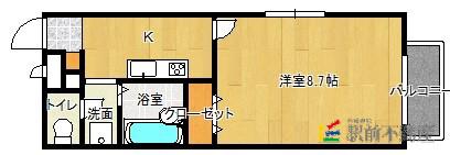 アムール三条(1K/1階)の間取り写真
