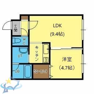 ブランノワール琴似ST(1LDK/4階)の間取り写真