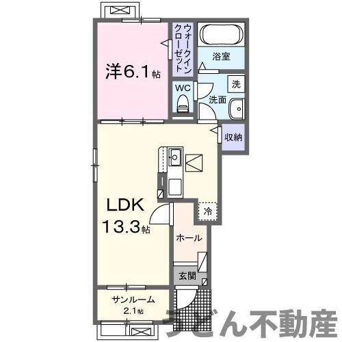 ユーフォリアム A(1LDK/1階)の間取り写真