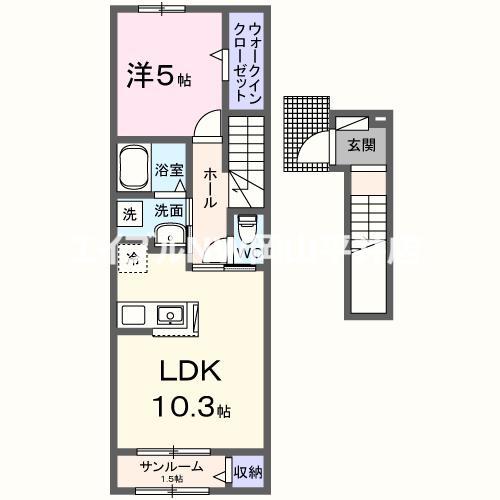 パラディス(1LDK/2階)の間取り写真