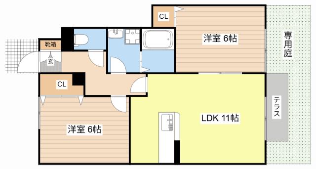 クレール紘(2LDK/1階)の間取り写真