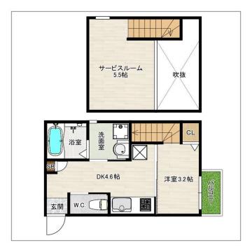 ドリームステージ博多南ノヴァ(1SDK/2階)の間取り写真