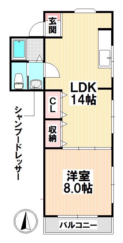 メゾン菊住(1LDK/3階)の間取り写真