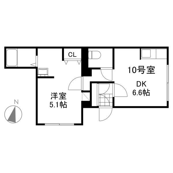キングパレスV A棟(1DK/2階)の間取り写真