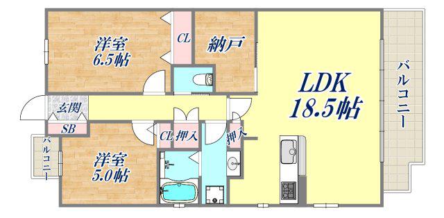 プレイズ塚口(2SLDK/5階)の間取り写真