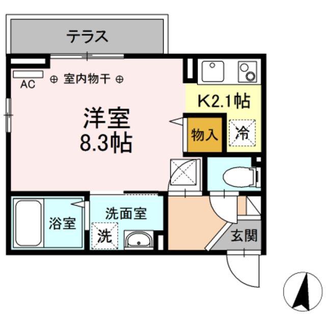 ルピナス堀之内(1K/1階)の間取り写真