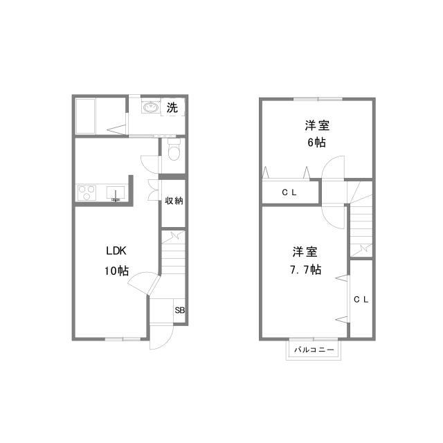 コアコート徳尾(2LDK/1階)の間取り写真